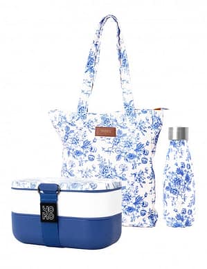 Insulated bottle & lunchbox & Toile de Jouy tote-bag pack