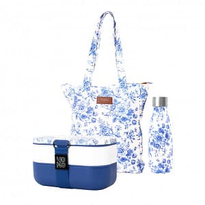 Insulated bottle & lunchbox & Toile de Jouy tote-bag pack